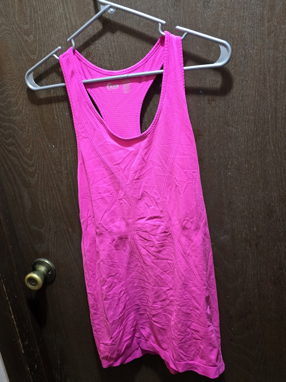 Zyia Active Pink Solid Stretch Racerback Scoop Neck Athletic Tank Top L